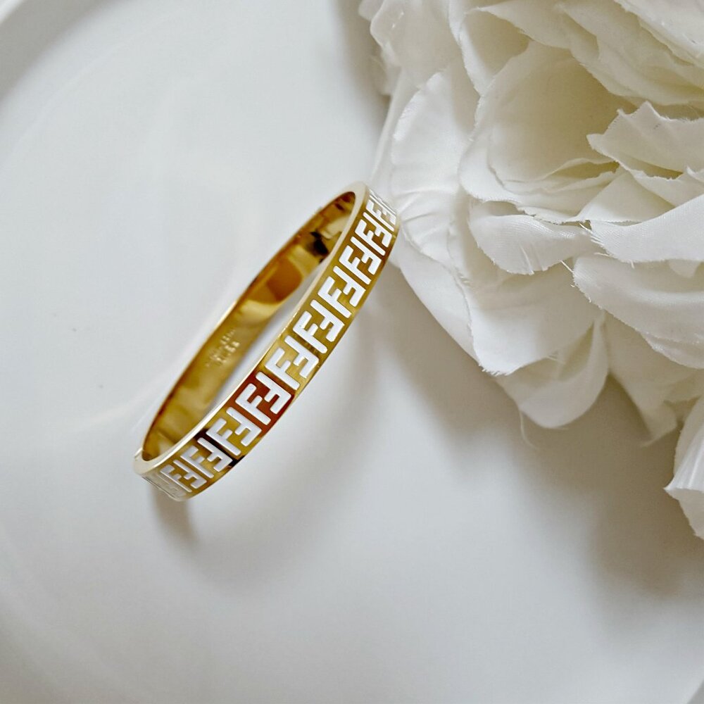 NEW! 18K PLATED Titanium Stainless LETTER BANGLE BRACELET